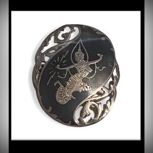 Vintage Sterling Silver Large Siam Brooch #7195